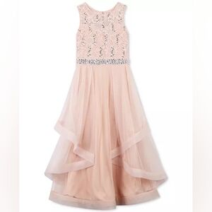 Speechless Kids Formal Dress Peach Light Pink Sequins Ruffles 10